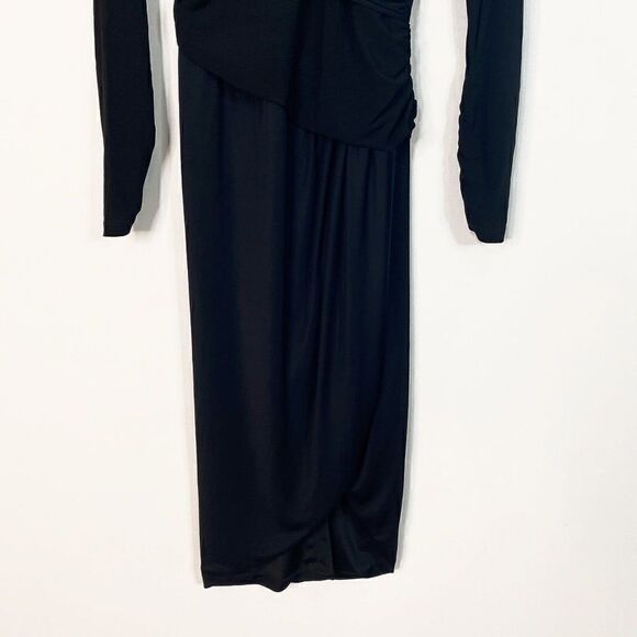 Rag & Bone Black Draped V-Neck Long Sleeve Sheath Dress - Picture 4 of 7